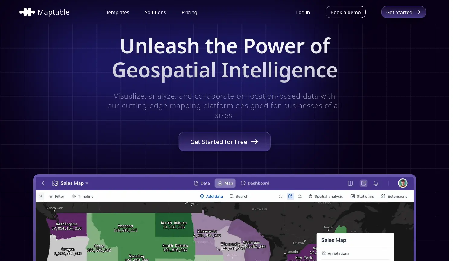 Website der Firma Maptable