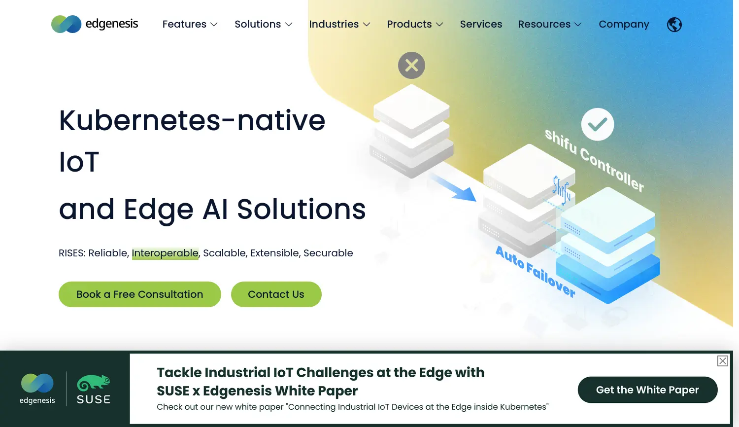 Website der Firma Edgenesis inc.