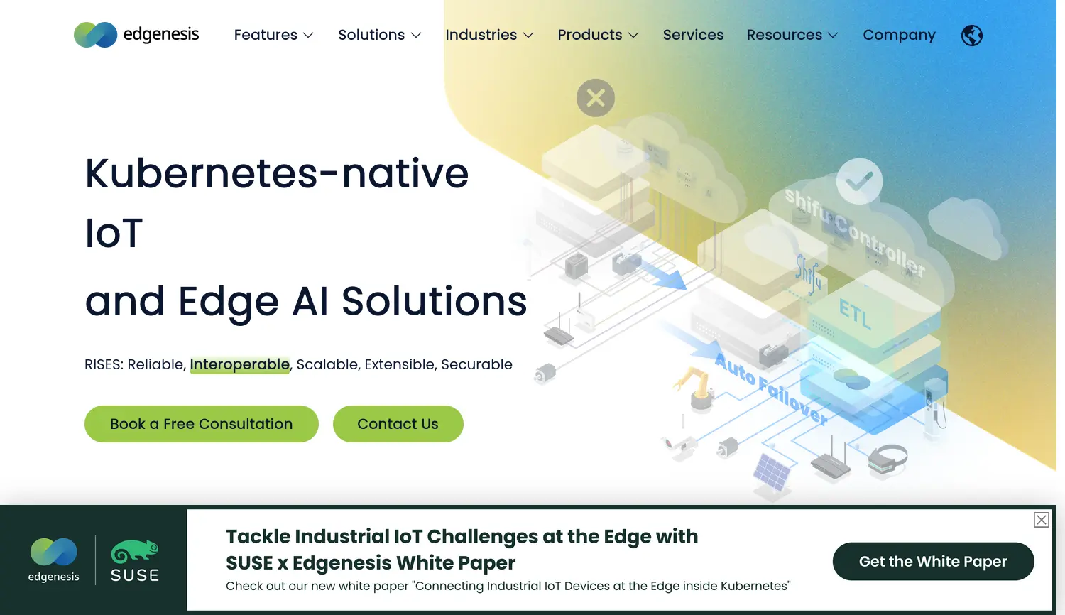 Website der Firma Edgenesis inc.