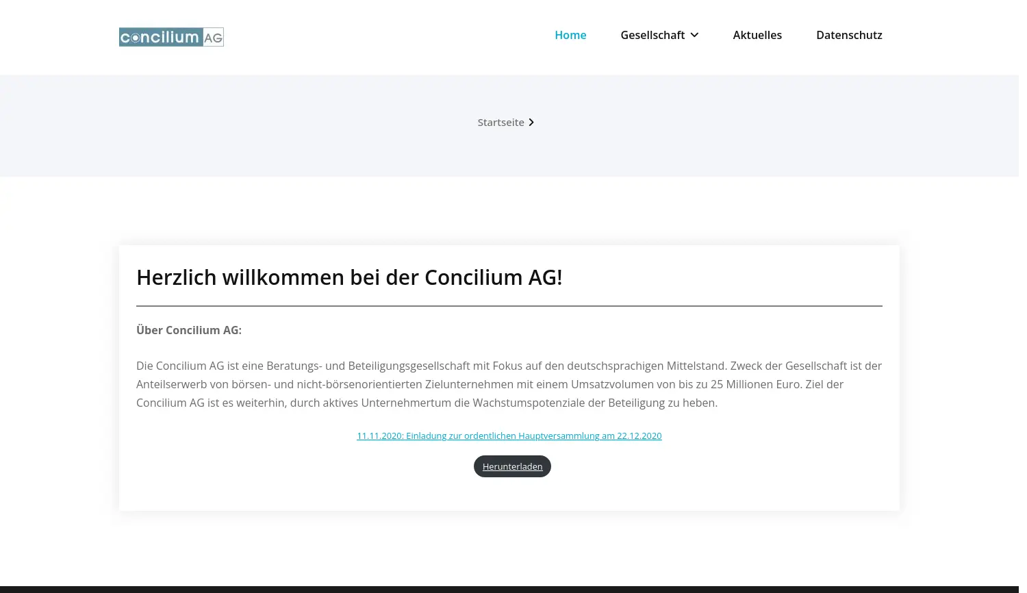 Website der Firma Concilium AG