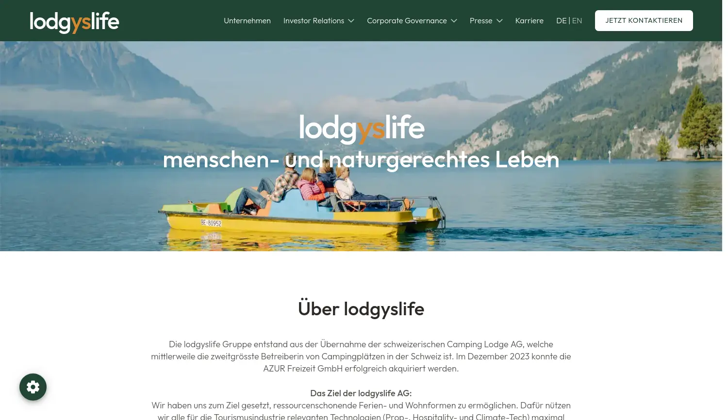 Website der Firma lodgyslife ag