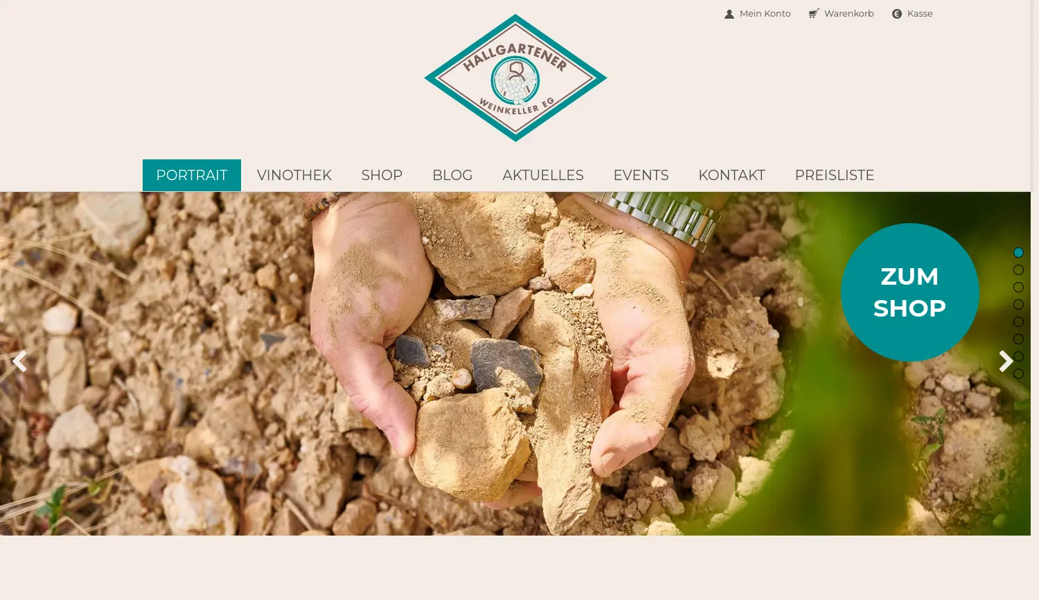 Website der Firma Hallgartener Weinkeller eG