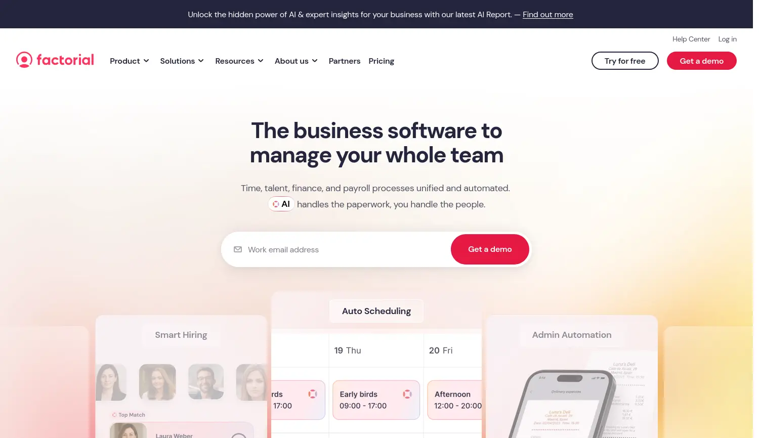 Website der Firma Factorial