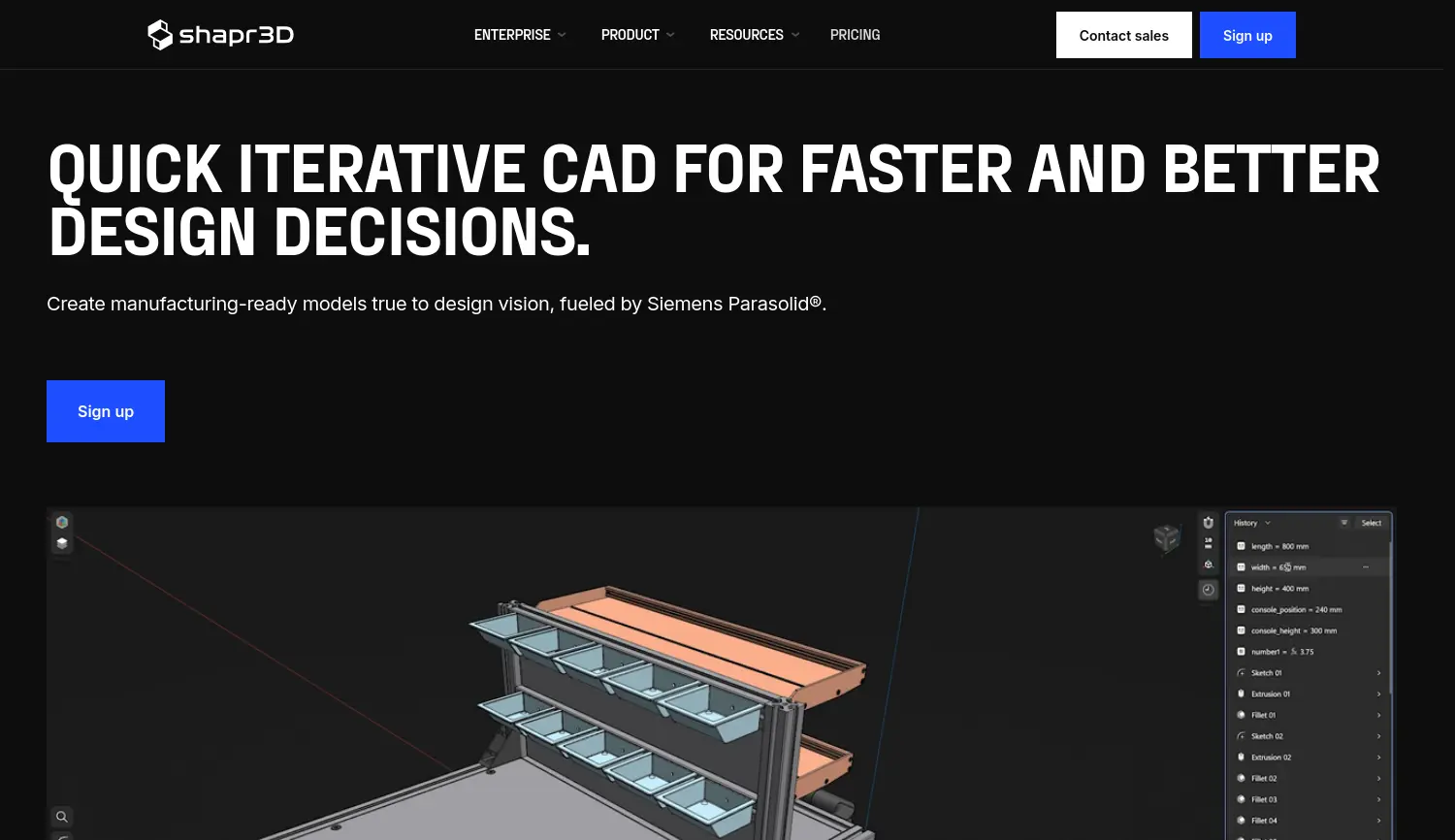 Website der Firma Shapr3D Zrt.