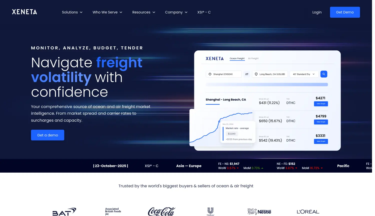 Website der Firma Xeneta GmbH