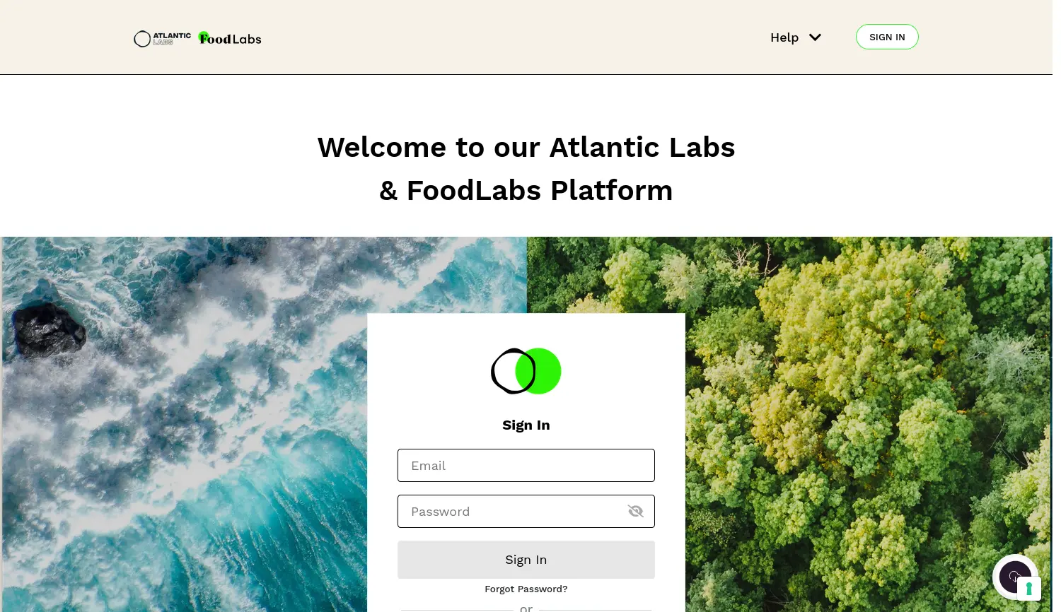 Website der Firma Atlantic Labs & FoodLabs Platform