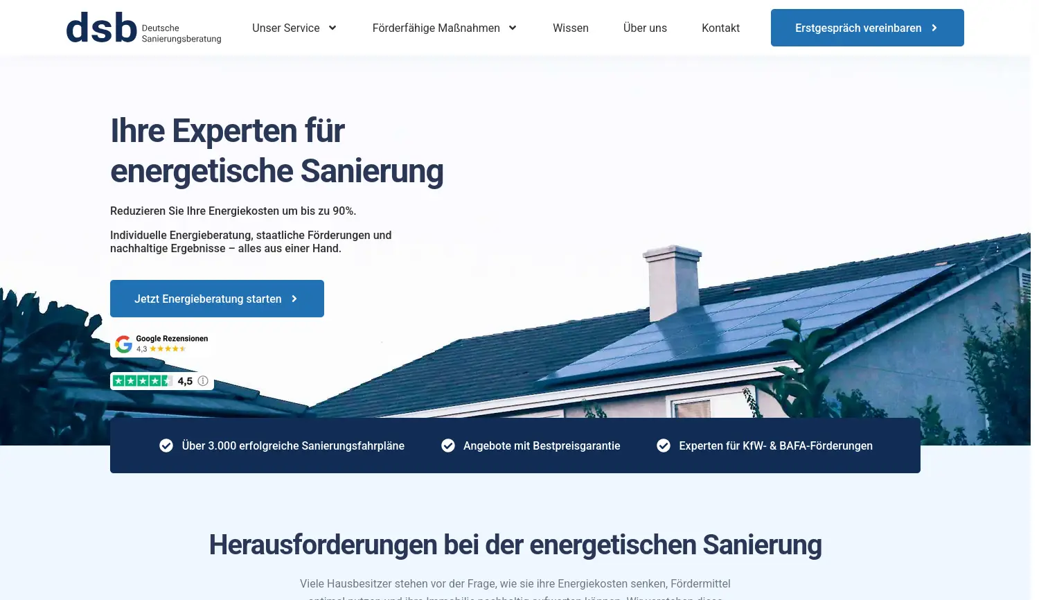 Website der Firma dsb Deutsche Sanierungsberatung GmbH