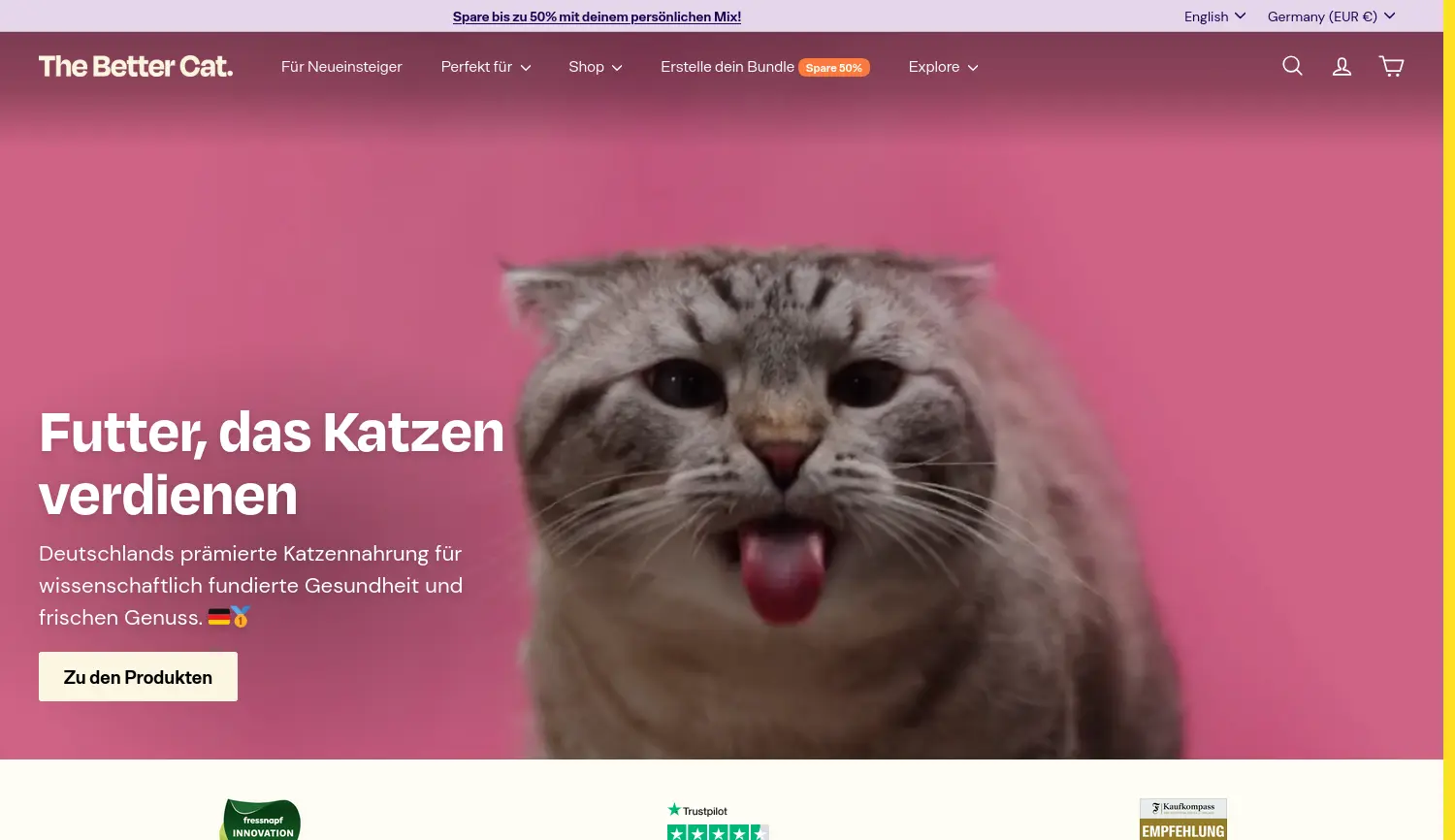 Website der Firma The Healthy Pet Co. GmbH