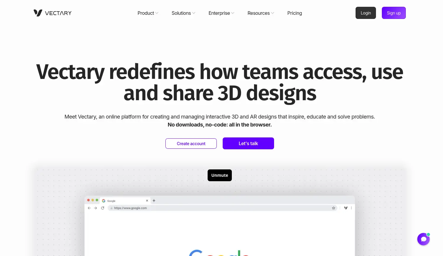Website der Firma Vectary Inc.