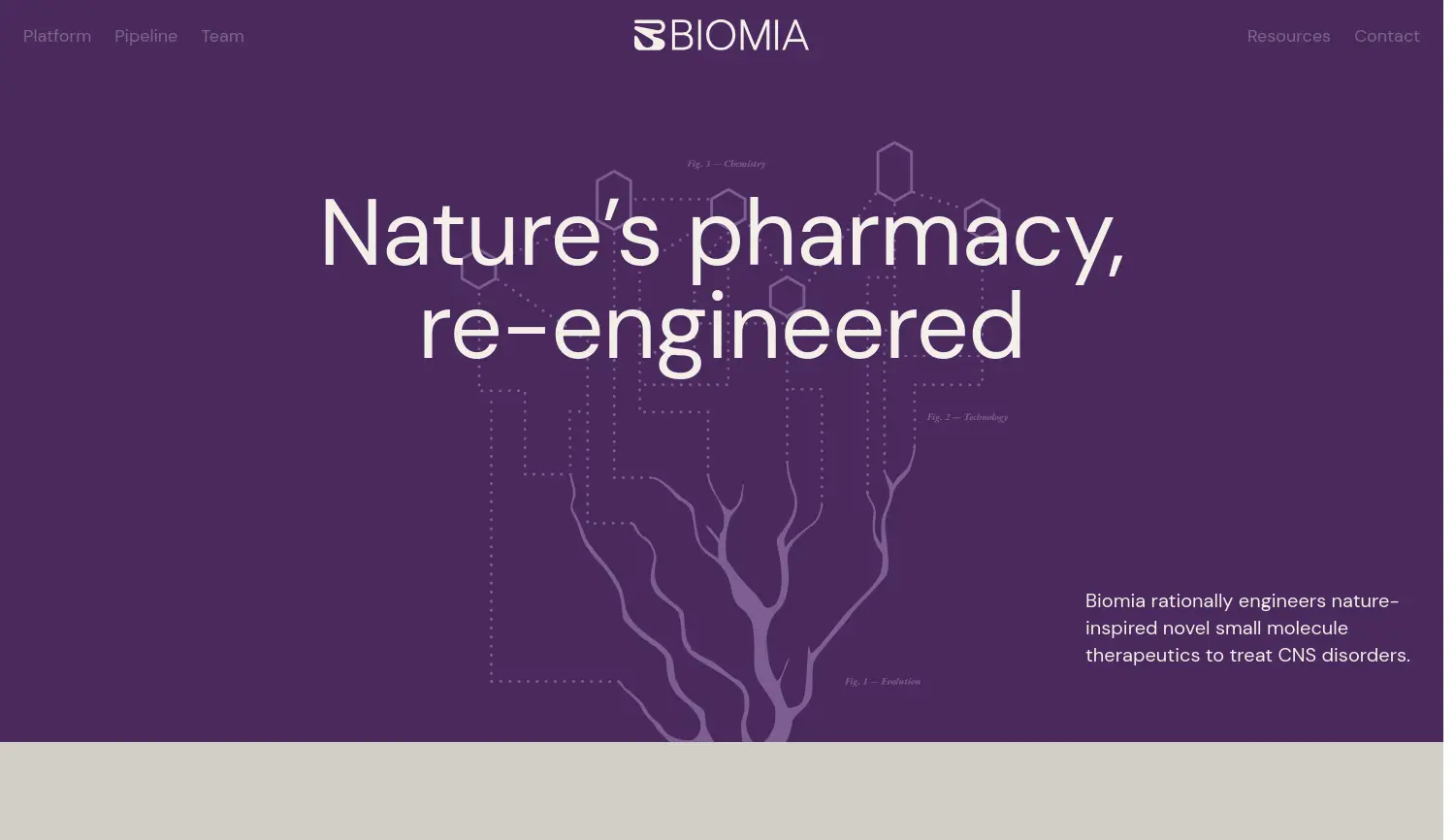 Website der Firma Biomia ApS