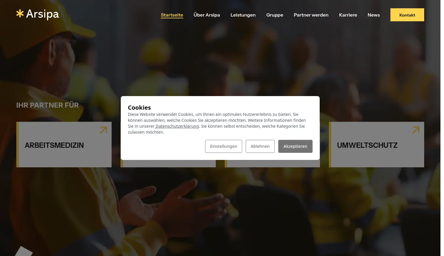 Website der Firma Arsipa GmbH