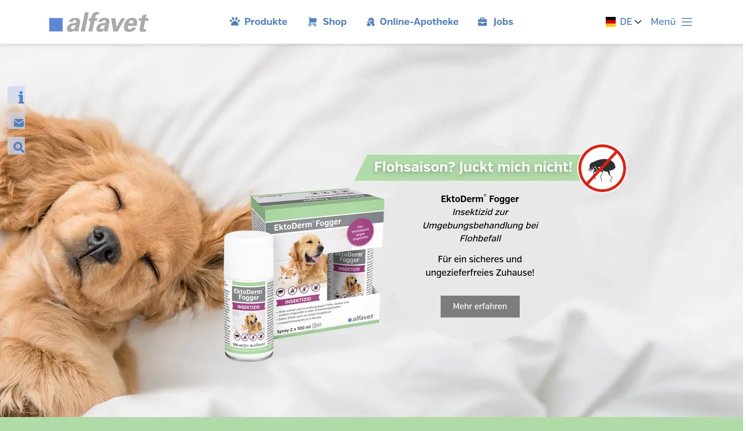 Website der Firma alfavet Tierarzneimittel GmbH