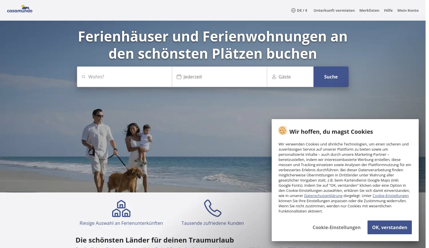 Website der Firma Casamundo