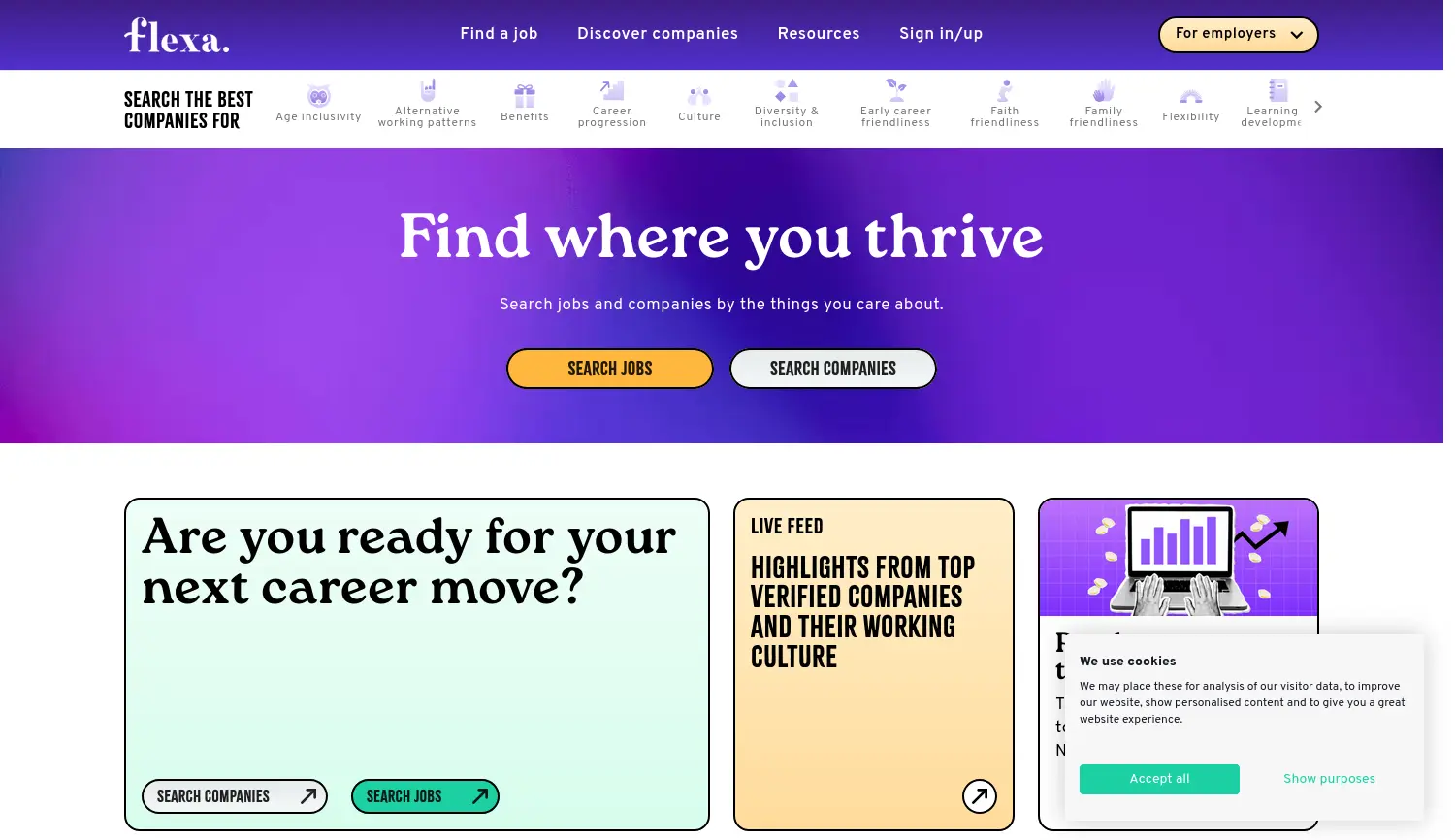 Website der Firma Flexa Careers