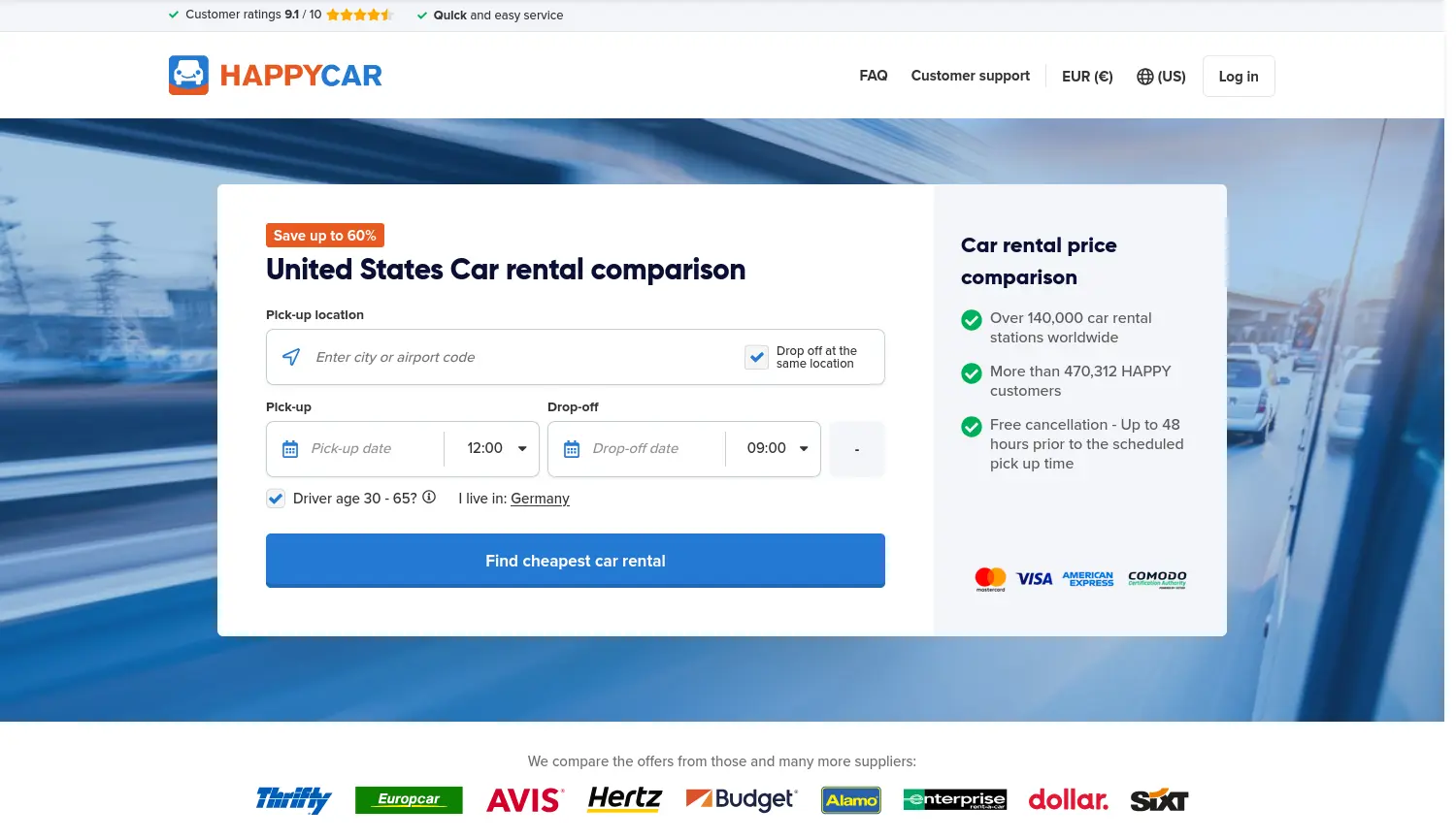 Website der Firma HAPPYCAR