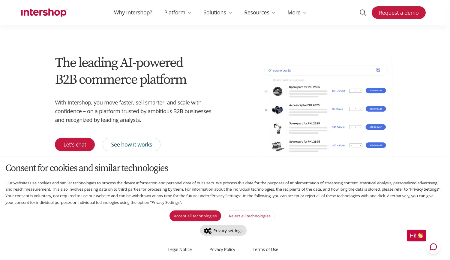 Website der Firma Intershop Communications AG