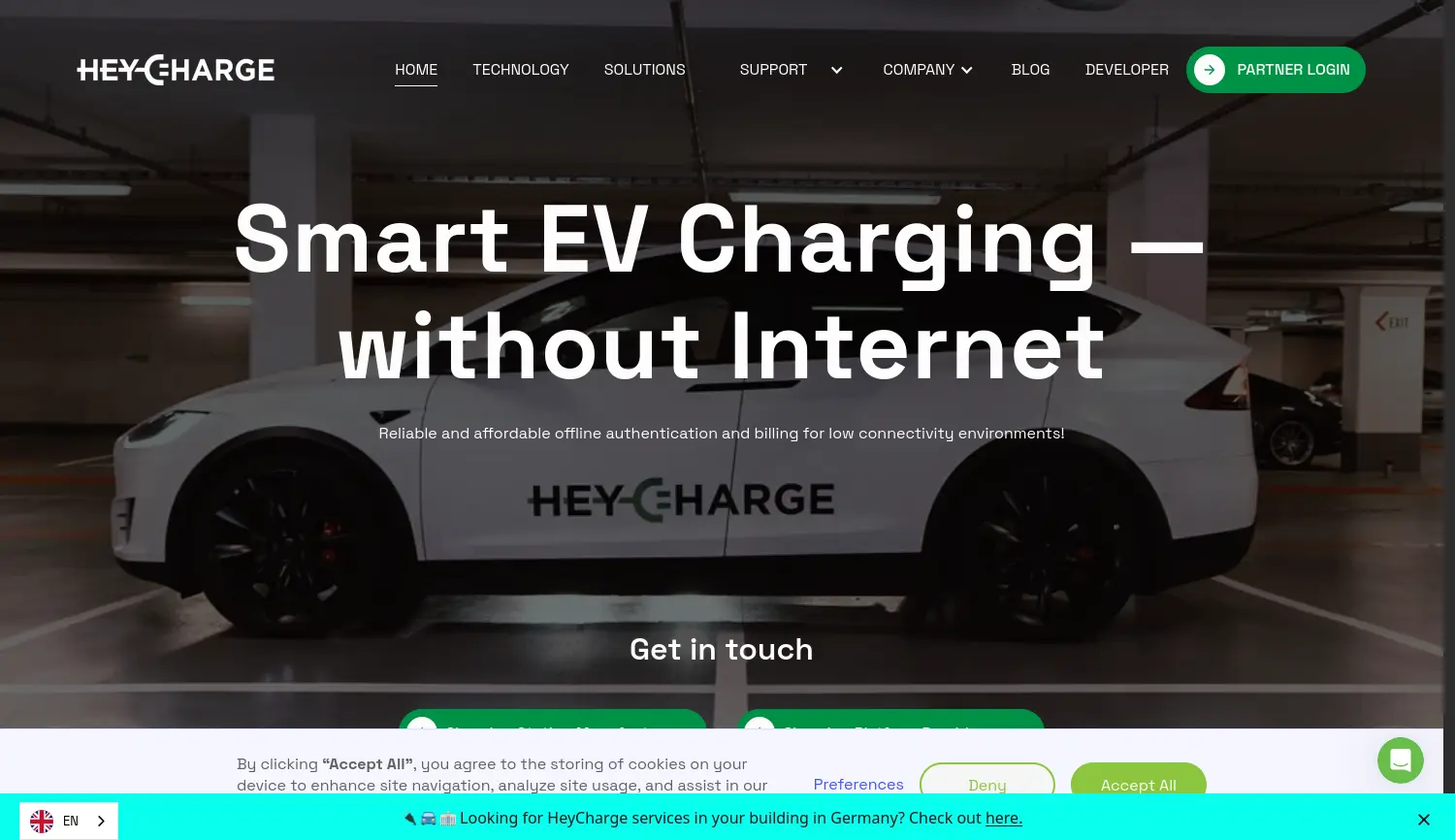 Website der Firma HeyCharge GmbH