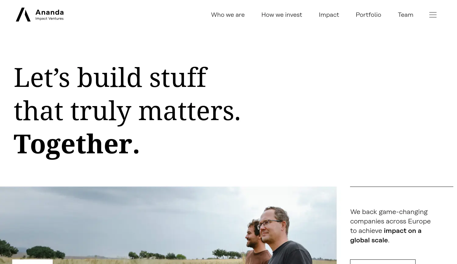 Website der Firma Ananda Impact Ventures