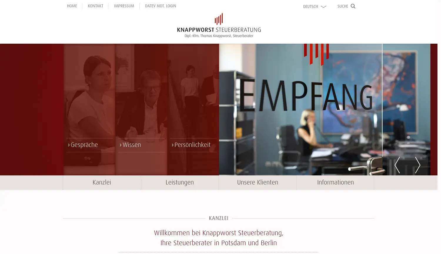 Website der Firma Knappworst Steuerberatung Dipl.-Kfm. Thomas Knappworst Steuerberater