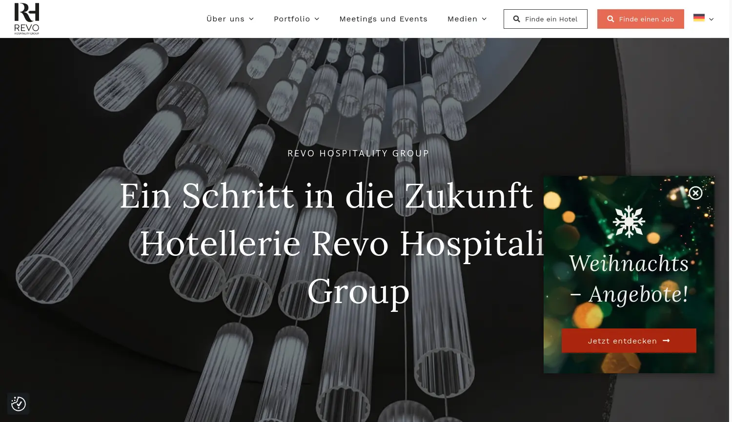 Website der Firma Revo Hospitality Group