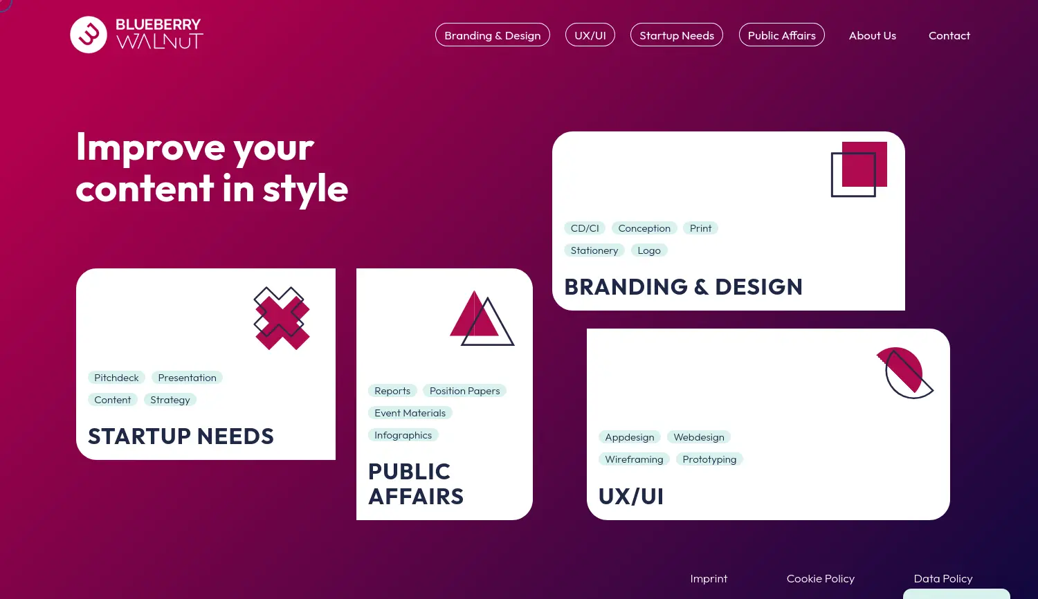 Website der Firma Blueberry Walnut GmbH