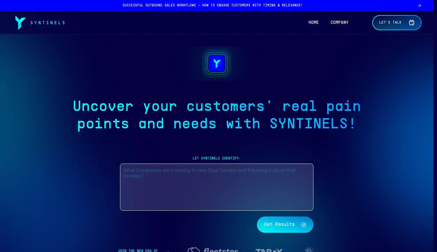 Website der Firma SYNTINELS GmbH