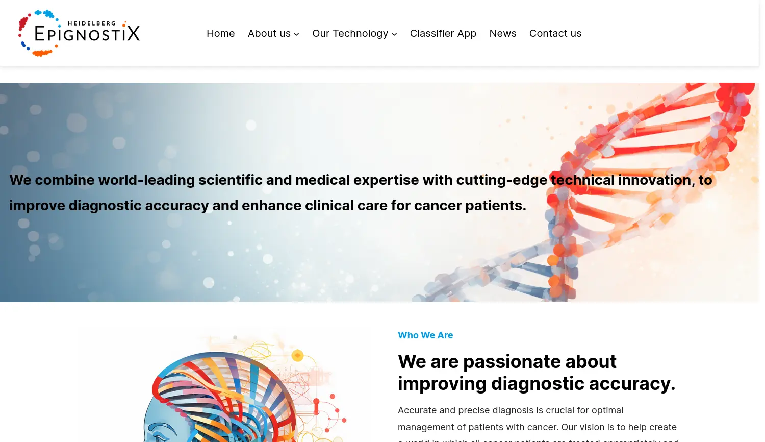 Website der Firma Heidelberg Epignostix GmbH