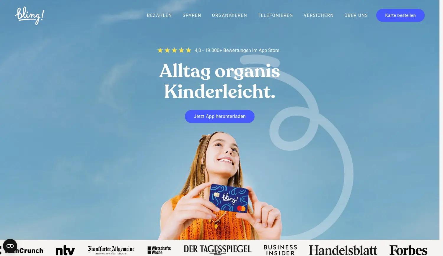 Website der Firma Bling Services GmbH