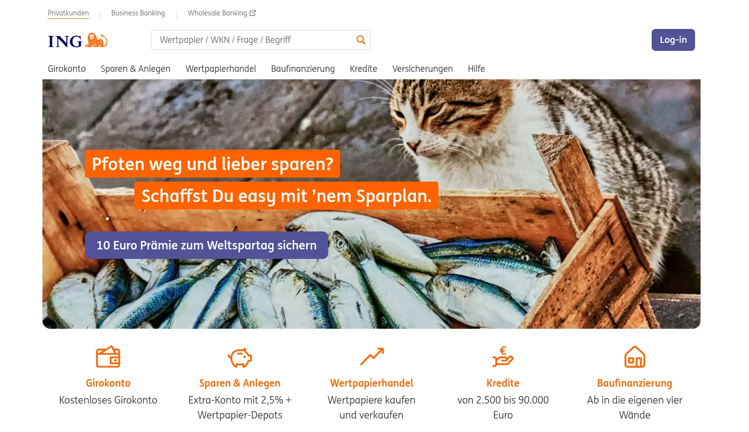 Website der Firma ING