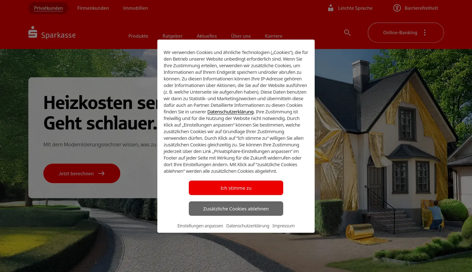 Website der Firma Sparkassen-Finanzgruppe