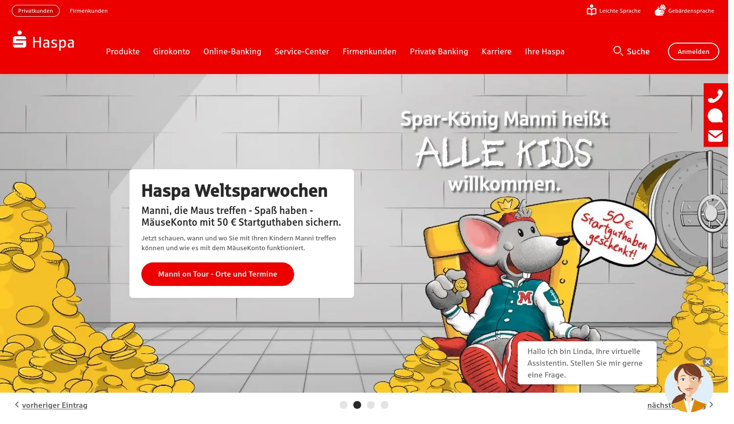 Website der Firma Hamburger Sparkasse AG