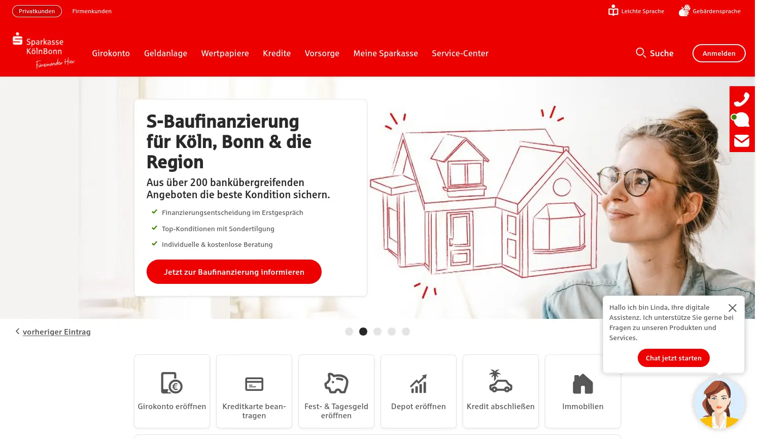 Website der Firma Sparkasse KölnBonn Anstalt des öffentlichen Rechts