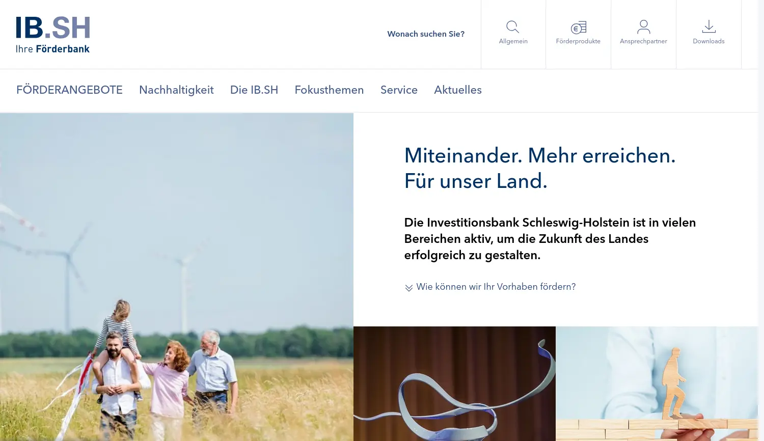Website der Firma Investitionsbank Schleswig-Holstein