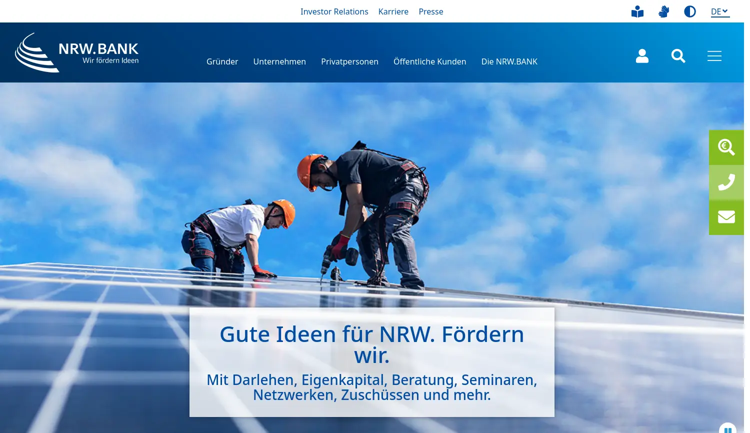 Website der Firma NRW.BANK