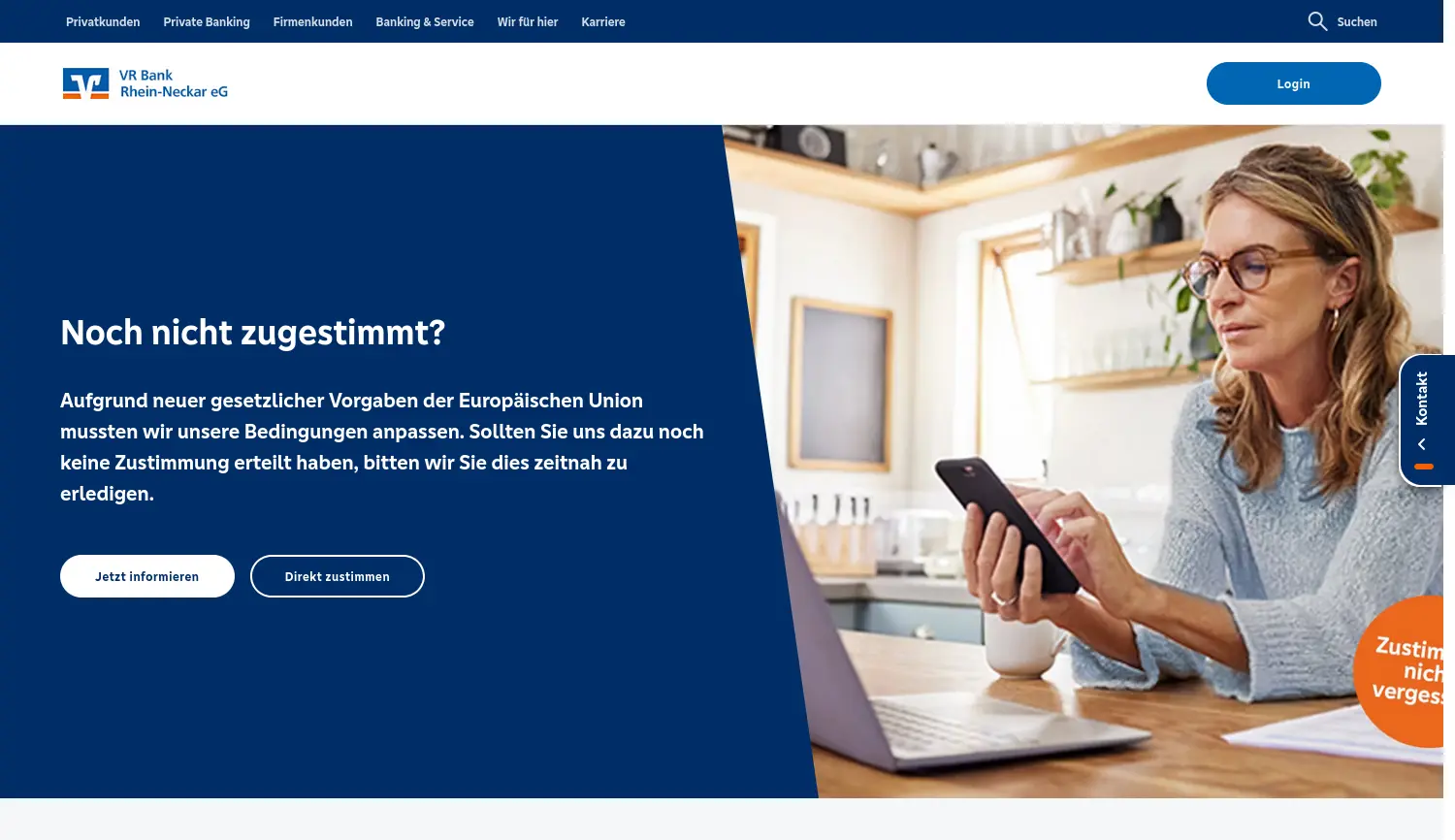 Website der Firma VR Bank Rhein-Neckar eG