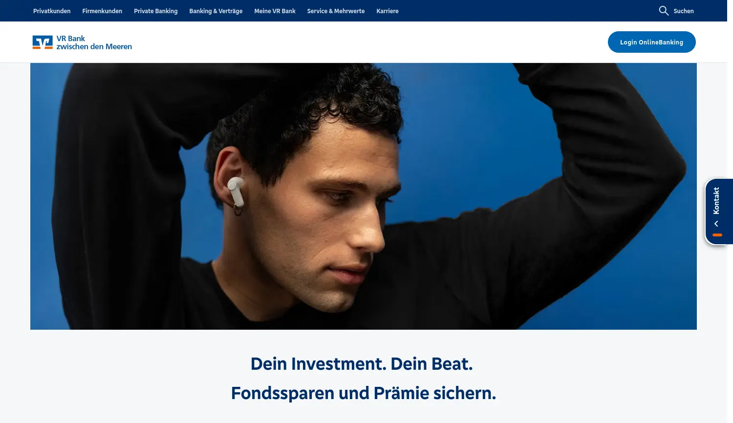 Website der Firma VR Bank zwischen den Meeren eG