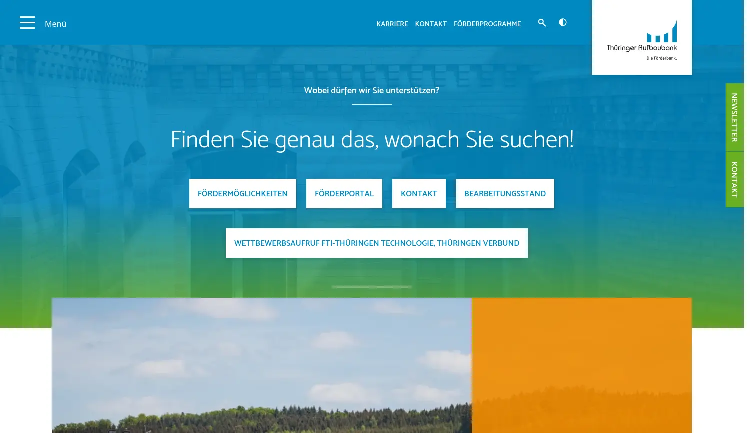 Website der Firma Thüringer Aufbaubank Anstalt öffentlichen Rechts