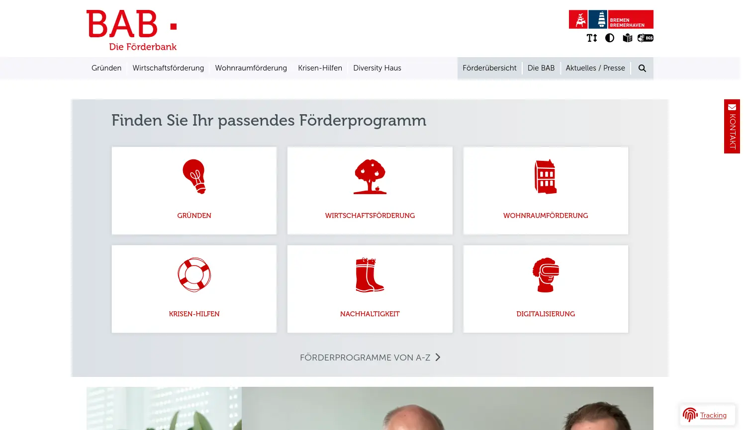 Website der Firma Bremer Aufbau-Bank GmbH