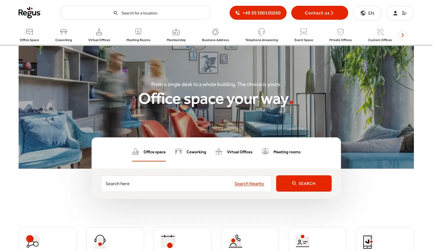 Website der Firma Regus