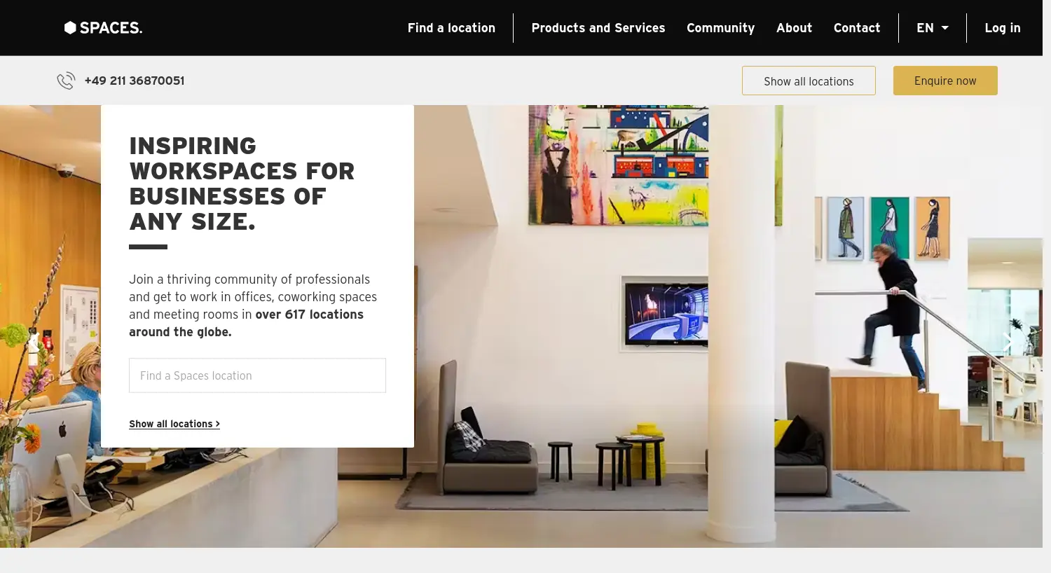 Website der Firma Spaces Holding BV
