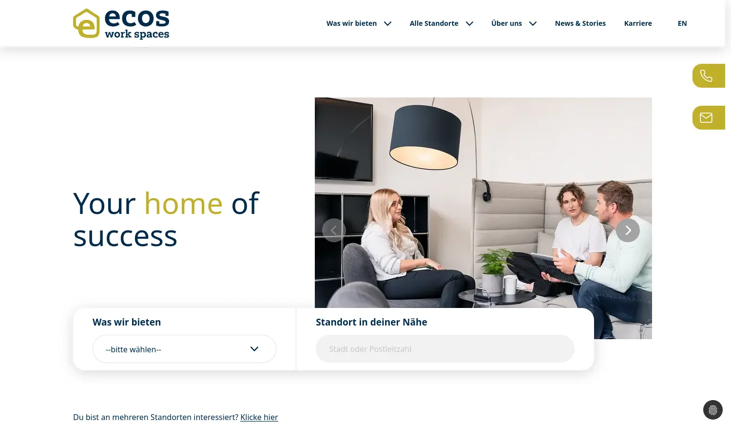 Website der Firma ecos office center GmbH & Co. KG