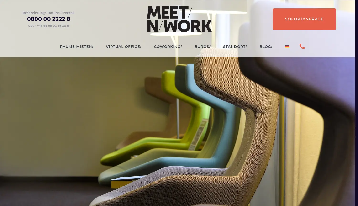 Website der Firma Meet & Work Frankfurt GmbH