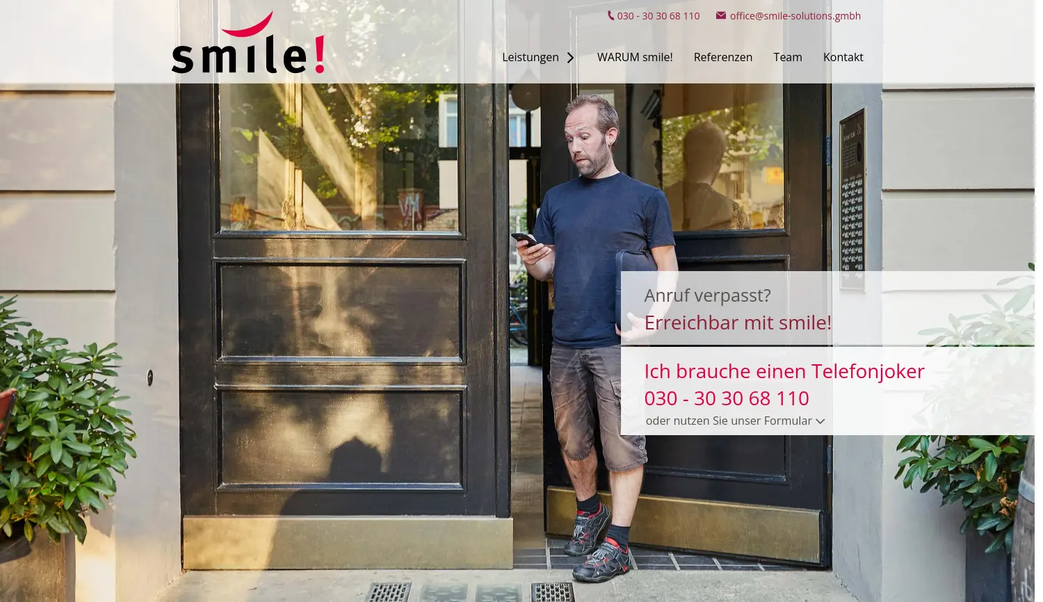 Website der Firma smile! Solutions GmbH