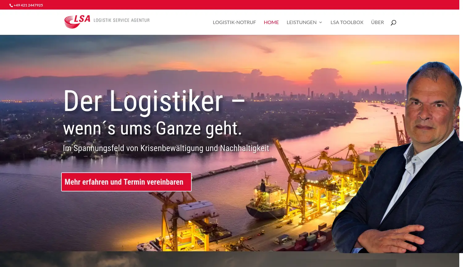 Website der Firma LSA Logistik Service Agentur GmbH