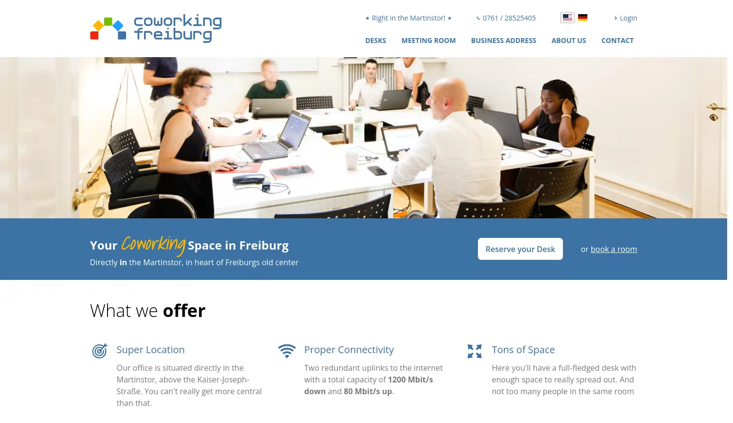 Website der Firma coworking freiburg