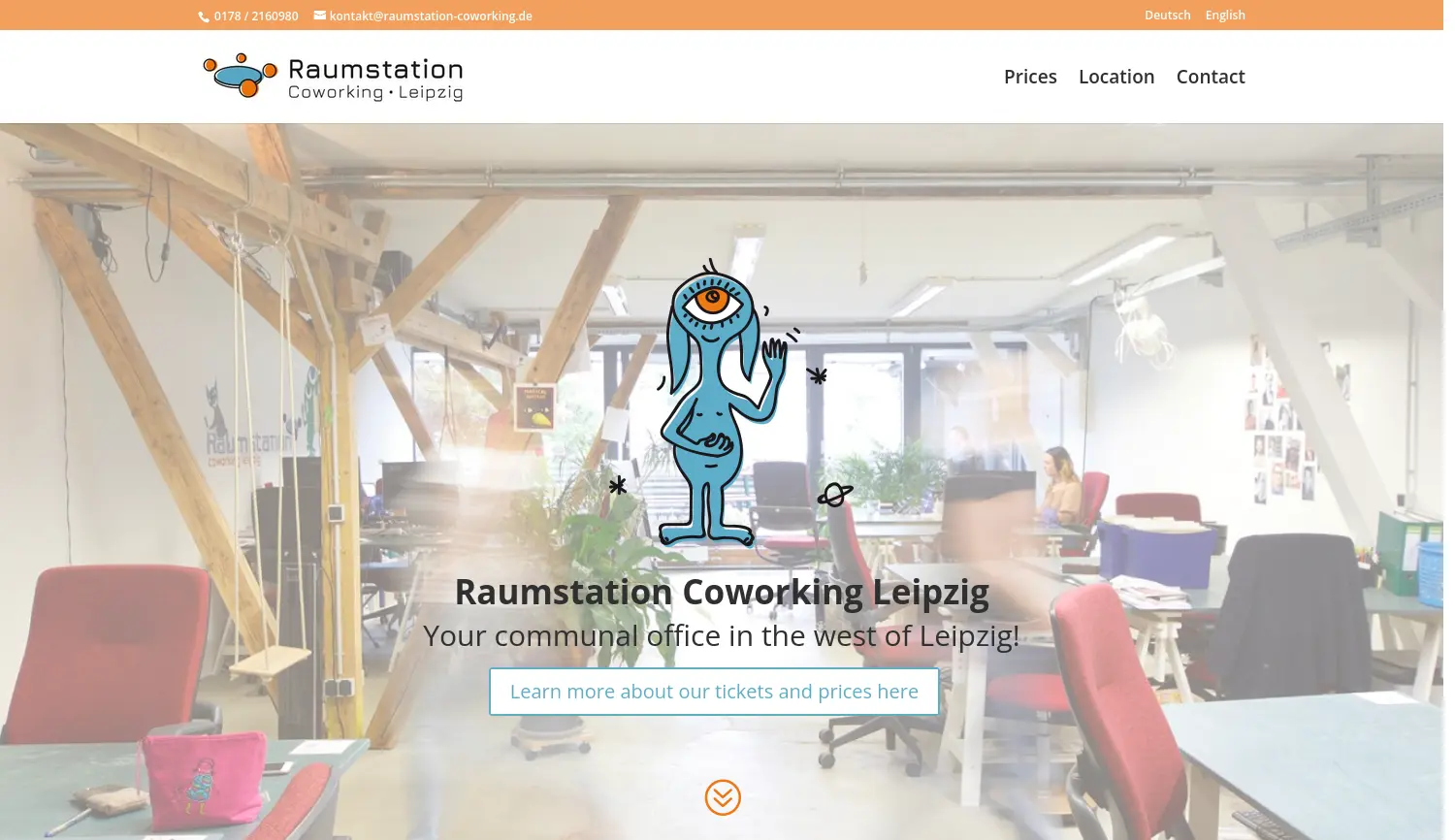 Website der Firma Raumstation Coworking