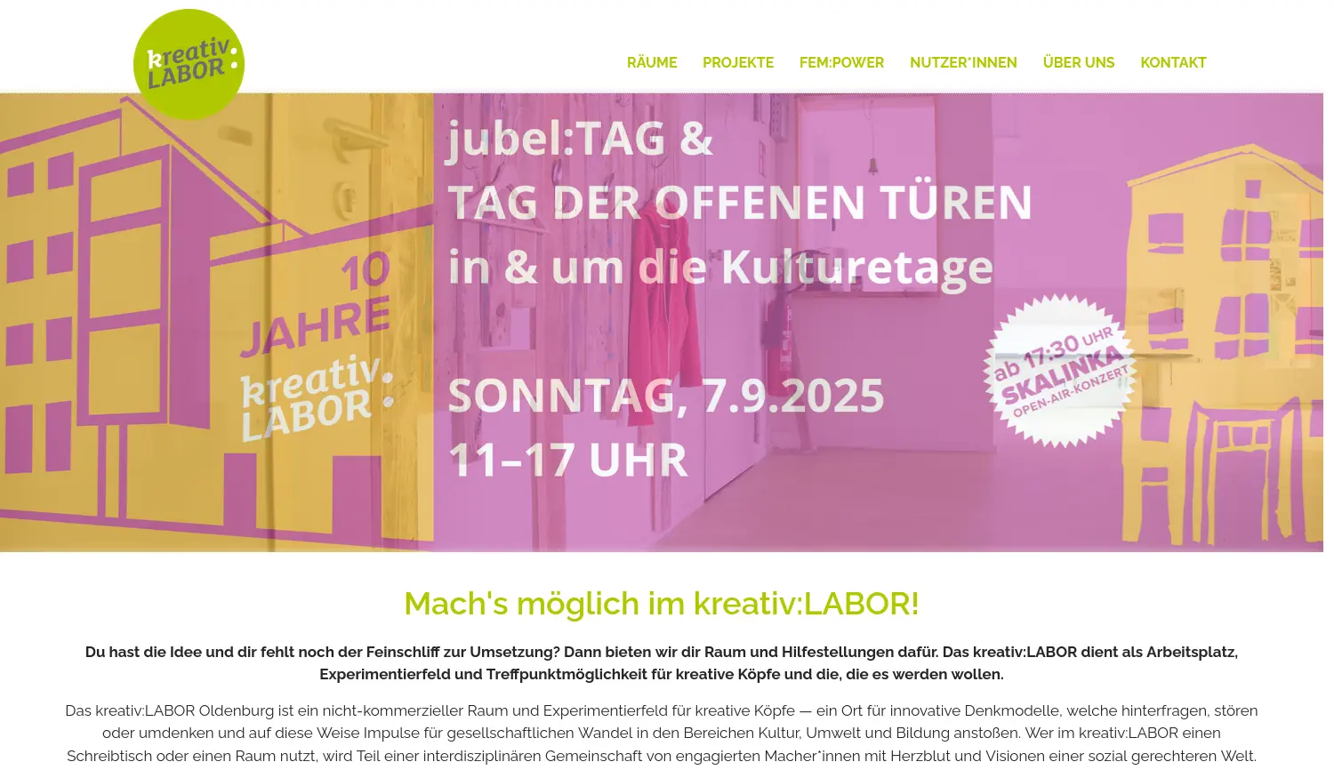 Website der Firma Kulturetage gGmbH