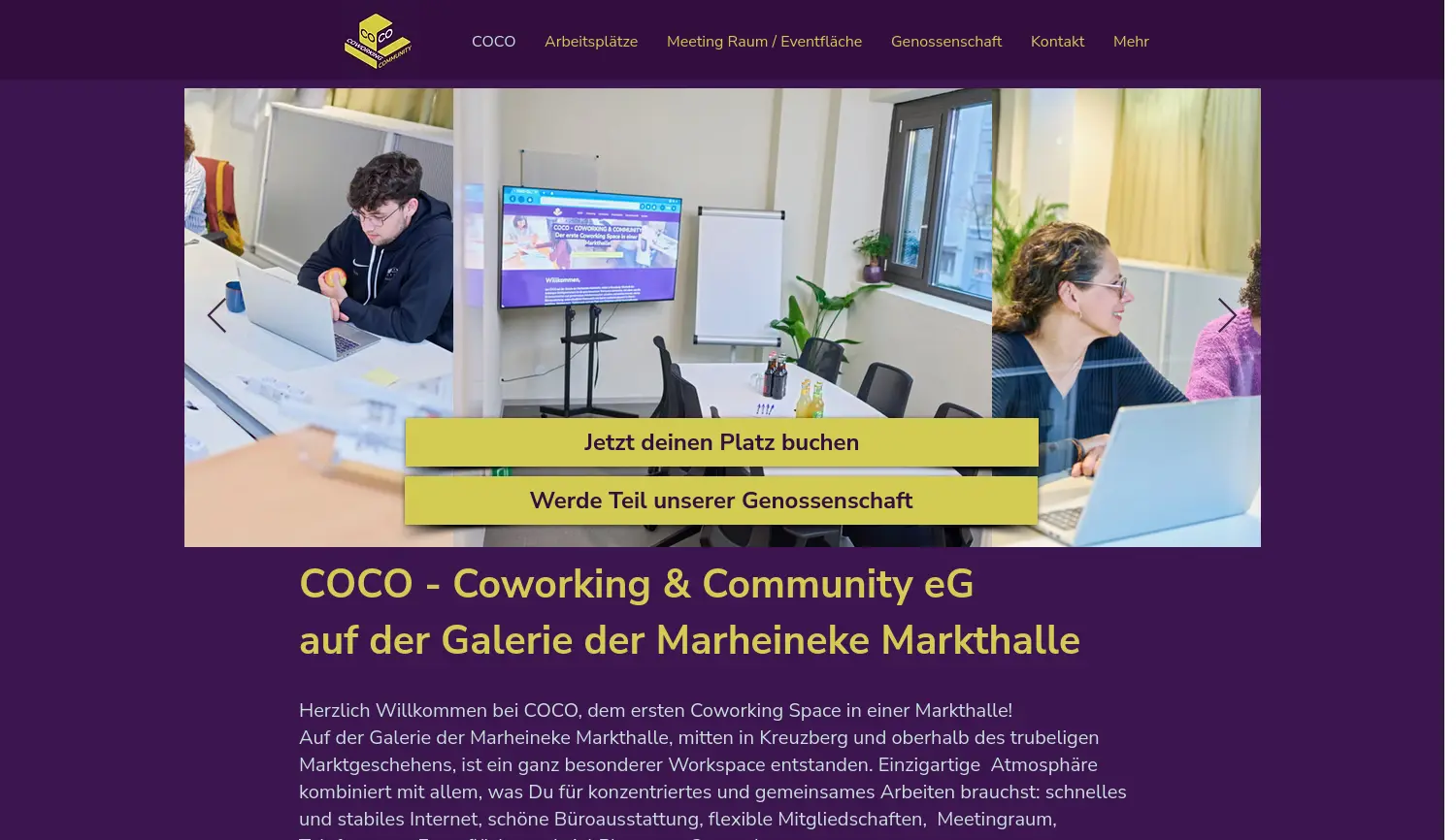 Website der Firma COCO - Coworking & Community eG