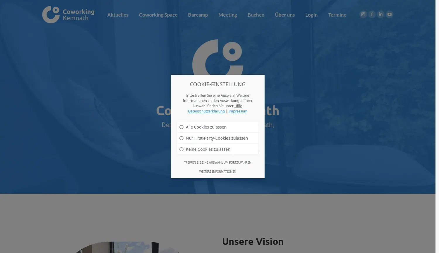 Website der Firma coworkkem GmbH