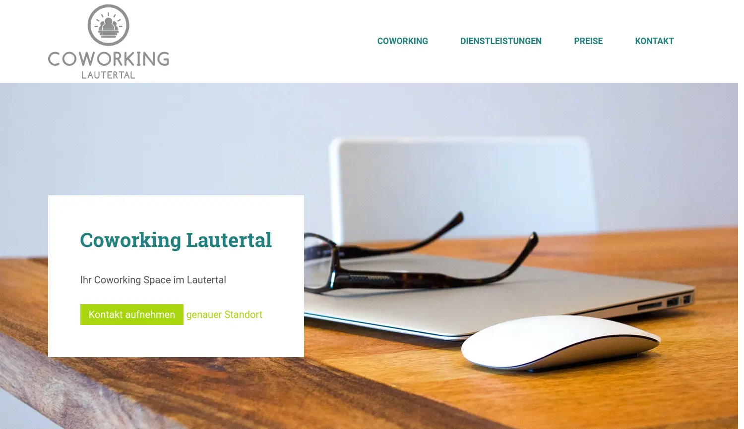 Website der Firma Coworking Lautertal